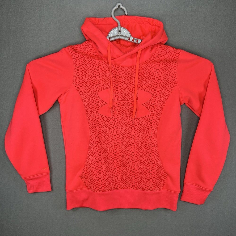 Under Armour Storm Sweater Womens Medium Coral Logo Snake Print Cold Gear Hoodie